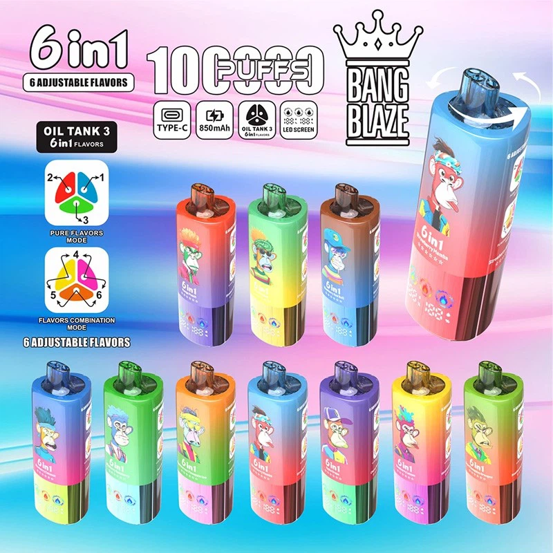 BANG BLAZE 100K 6-az-1-ben e cigi és vape 100.000 szippantással, 63ml tartállyal, 850mAh akkumulátorral