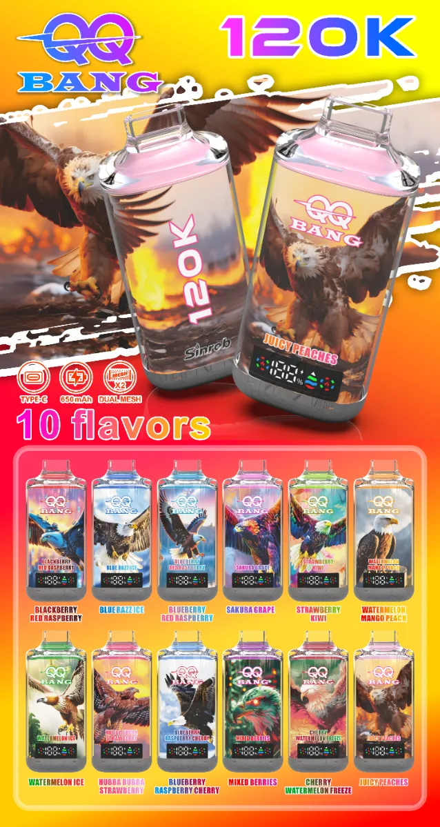 QQ Bang 120K e cigi – 120.000 szippantás, LED kijelző